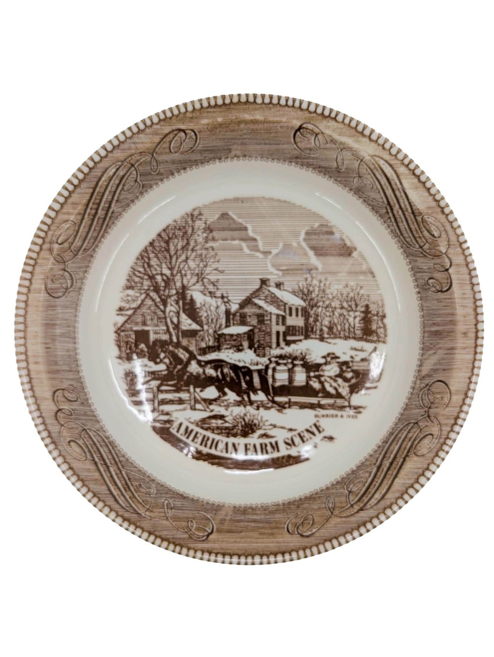 Vintage Royal China Jeannette American Farm Scene Pie Plate READ
